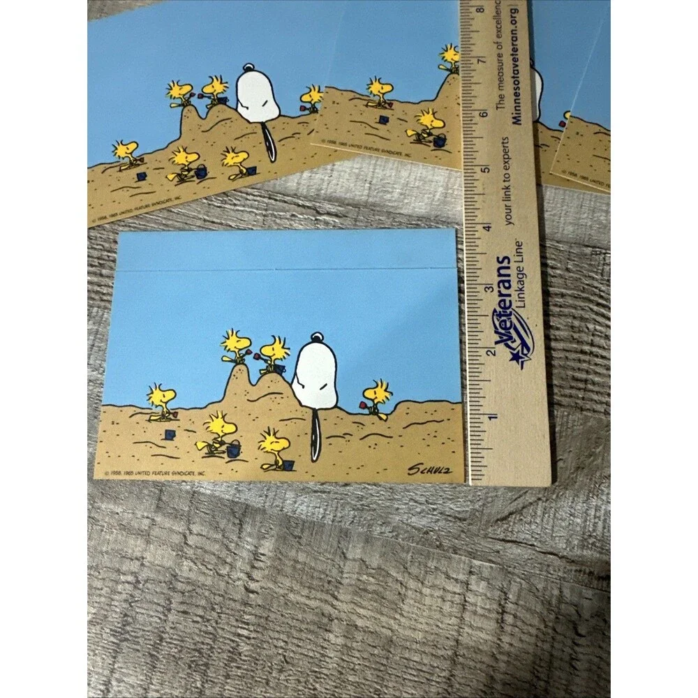 Vintage Hallmark Folding Note Cards Snoopy Woodstock Beach Set Of 10